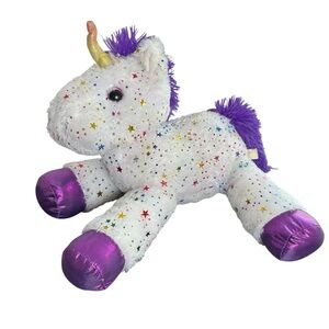 Plush Unicorn Toy with Purple Accents and Iridescent Stars
